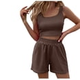 thumbnail image 1 of Birdeem Womens Spring and Summer Solid Tank Top Shorts Two Piece Casual Home Set, 1 of 9