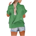 thumbnail image 4 of Dealovy Chemises Boutonnées pour Femmes Grande Taille en Coton Lin Manches Courtes Roulées Blouses Décontractées de Travail, 4 of 6
