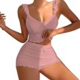 thumbnail image 1 of Women's Summer Short Set 2 Piece Sexy Ruffle Crop Camisole Babydoll Tops and Boxer Shorts Set, 1 of 4