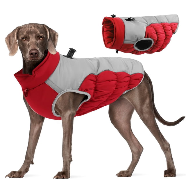 Hearth & Gear Warm Dog Winter Coat Dog Coat Dog Jacket With Built In Harness Windproof Dog Cold Weather Coats Reflective Turtleneck Large Dog Coat Dog Coats For Small Medium Pet Clothes for Small Dogs