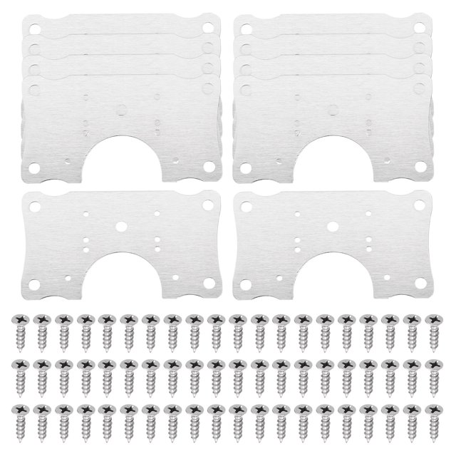 Unique Bargains 10 Set Cabinet Hinge Repair Plate with Mounting Screws, Stainless Steel Hinge Repair Brackets Kit Silver