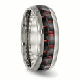 thumbnail image 4 of Bague en Fibre de Carbone Noire/rouge Polie Titane Taille 9.5, 4 of 6
