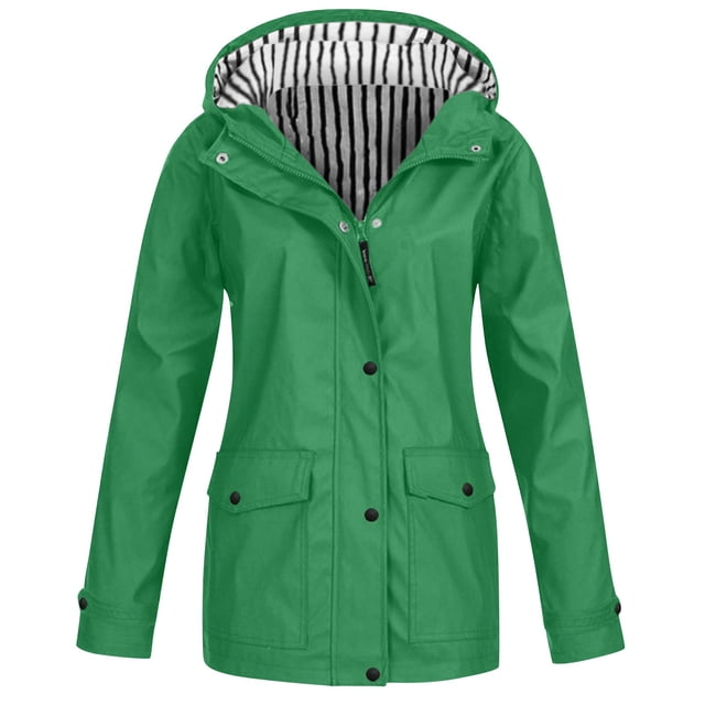 iHPH7 Manteau de Pluie Long de Mode Automnale Femme Manteau de Randonnée Femme Manteaux d'Automne Manteau d'Extérieur pour Femme Manteau de Pluie Léger Femme Imperméable Manteau de Pluie Femme Vert m