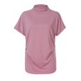 thumbnail image 4 of AMERTEER Blouse Décontractée en Coton à Manches Courtes et Col Roulé pour Femmes, Grande Taille, 4 of 5