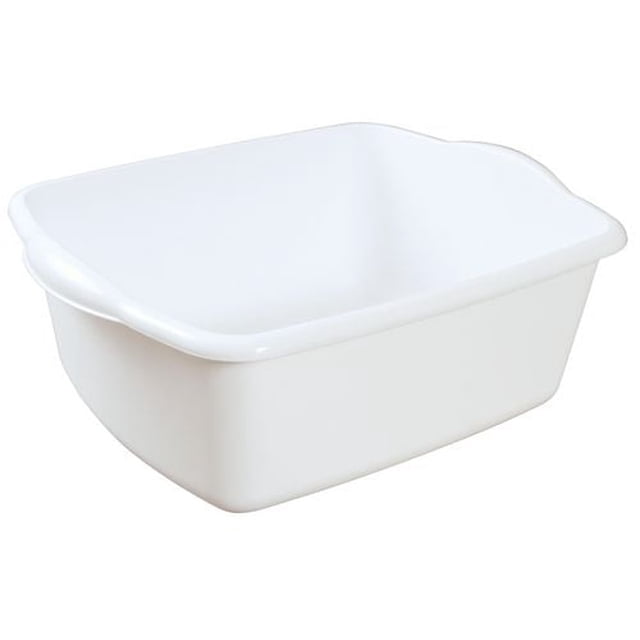 Sterilite Plat Blanc de 11,4 Litres en Plastique durable et Robuste avec Poignées Latérales Moulées, Forme Rectangulaire à Coins Arrondis, Mesurant 15 3/4 par 12 1/2 par 6 Pouces, Convient à l'Intérieur d'Un Évier Double, Convient pour Tremper la Vaisselle, Laver de Petits Articles Ou Ranger des Articles Ménagers.