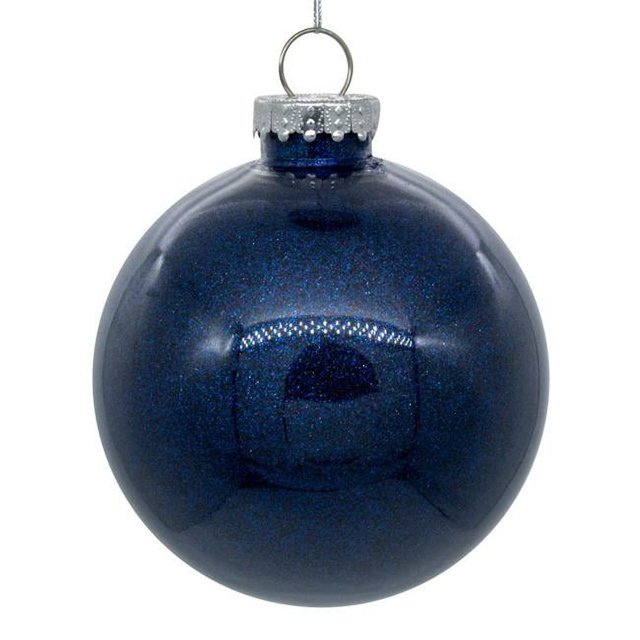 Vickerman N211531 Boule Transparente Pailletée Bleu Minuit de 6 Po - 4 par Sac