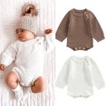 thumbnail image 2 of Fortune Barboteuse Chandail Décontractée pour Bébé Automne Garçons Filles Manches Longues Tricotée Combinaison à Boutons, 2 of 9