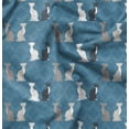 thumbnail image 1 of Soimoi Satin Lourd Bleu Tissu Imprimé Trèfle Chat Animal 1 Yard 56 Pouces de Large, 1 of 6