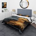 thumbnail image 1 of Designart "Polar Radiance Grey and Orange Smoke I" Abstract Bedding Covert Set - Abstract Grey Modern Bed Set With 2 Shams, 1 of 6