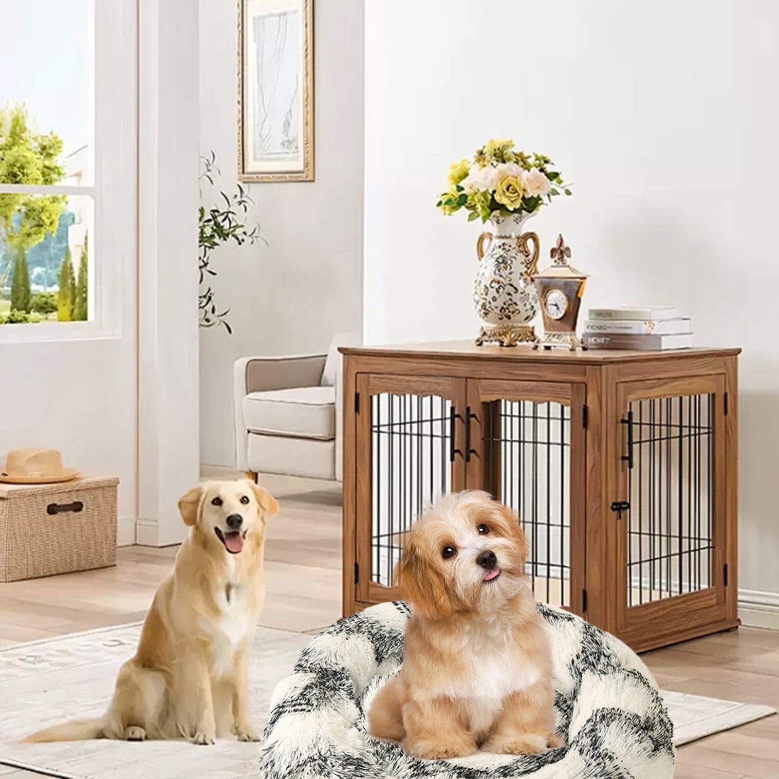 Warming Pet Bed Comfy Pet Bed, Small Dog Cushion Kittens Beds, Western Cat Bed Indoor Dog Bed, Cat Side Bed Faux Fur Cats Bed,Black
