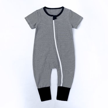 Rbaofujie Vêtements pour Tout-Petits Fille Bébés Garçons Filles Mignon Motif à Rayures Manches Courtes Double Fermeture Éclair Barboteuse Combinaison Rabais Liquidation