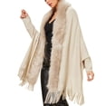thumbnail image 1 of GDREDA Womens Solid Color Collar Cloak Knitted Capes Shawl Tassel Open Front Cardigans Sweater Coat Workout Clothes, 1 of 8