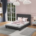 thumbnail image 4 of Costway Full Size Upholstered Platform Bed Tufted Headboard Mattress Foundation Grey, 4 of 10