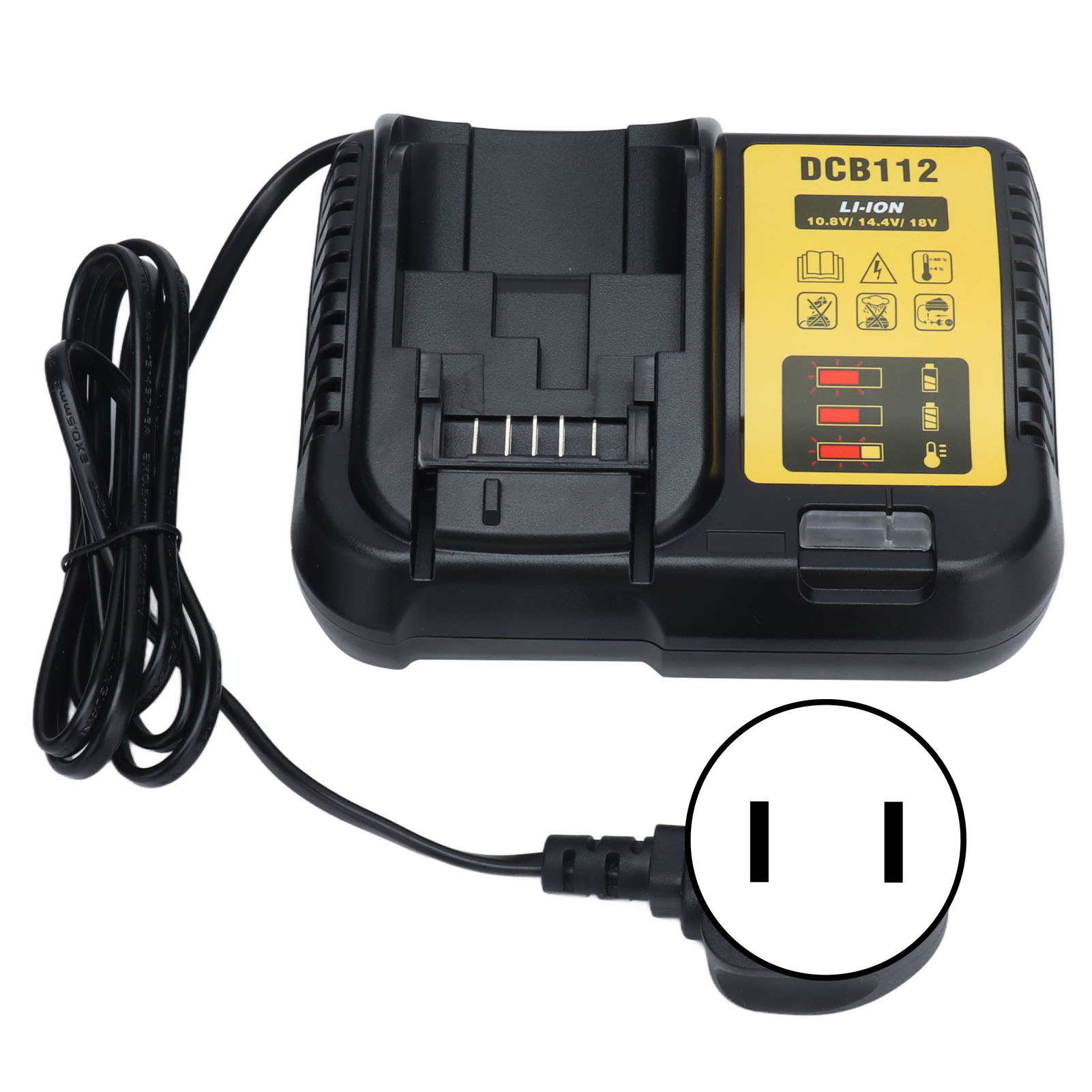 Lithium Battery Charger High Efficiency Quick Lithium Ion Battery Charger for 12V 20V Max DCB112US Plug 110?220V (2 Pin)