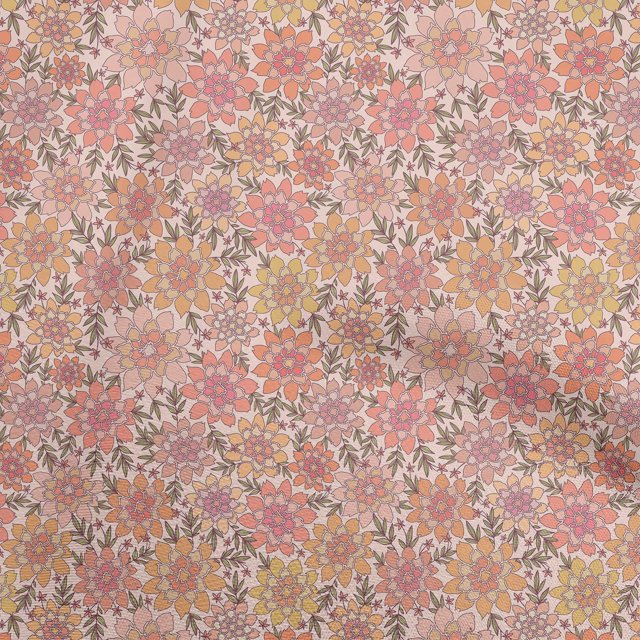 oneOone Cotton Poplin Dusty Pink Fabric Floral Retro Craft Projects Decor Fabric Printed By The Yard 42 Inch Wide