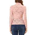 thumbnail image 3 of INSPIRE CHIC Haut Transparent pour Femme à Manches Longues Col Roulé Blouse en Dentelle Florale Transparente S Rose, 3 of 6