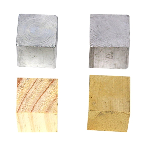 4 Pcs Bloc de Bois Cube en Cuivre Cube en Fer Bloc en Aluminium Produit d'Éducation Scientifique