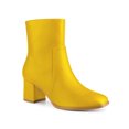 thumbnail image 1 of Unique Bargains Women's Square Toe Side Zip Block Heel Ankle Boots Yellow (Size 9), 1 of 7