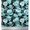 thumbnail image 1 of Soimoi Modal Satin Fabric Leaves & Rose Flower Print Fabric by Yard 42 Inch Wide, 1 of 3