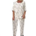 thumbnail image 2 of Ensemble 2 Pcs pour Femmes Été Imprimé Manches Mi-Longues Pull + Pantalon Ensemble en Solde, 2 of 6
