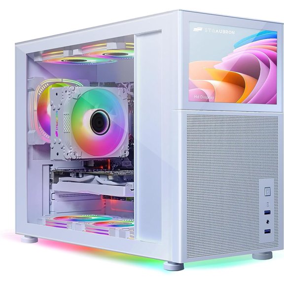 STGAubron Gaming PC Computer Desktop, Core i7-10700KF up to 5.1GHz, GeForce RTX 2060 Super 8G GDDR6, 16G DDR4, 1T SSD, 600M WiFi, BT 5.0, RGB Fan x 7, Windows 11 Home