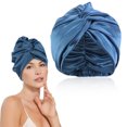 thumbnail image 4 of maskred Ample Space Satin Bonnet Comfortable And Exquisite Craft For Hair Care Large Navy 5Set, 4 of 6