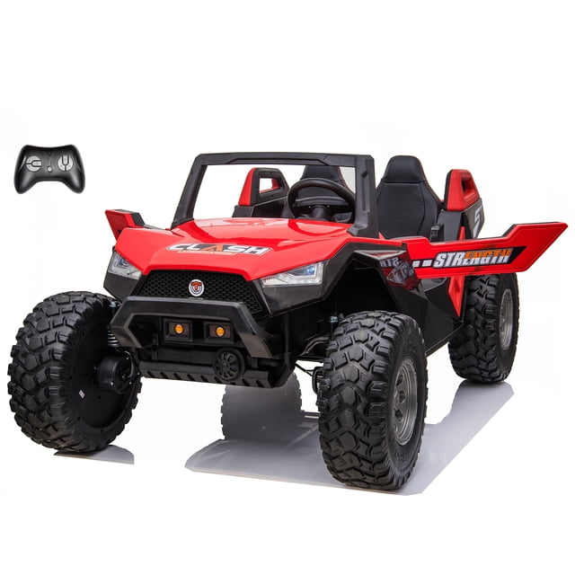 VOLTZ TOYS 2-Seater 24V Kids Ride On UTV - Realistic Off-Road Dune Buggy with EVA Tires, Spring Suspension, Remote Control & Music - Red