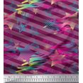 thumbnail image 1 of Soimoi Poly Georgette Fabric Star & Diagonal Stripe Print Fabric by the Yard 42 Inch Wide, 1 of 3