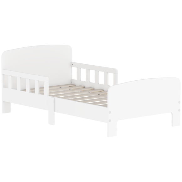 Qaba Bed Frame with Safety Side Rails for Girl Boy, White