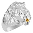 thumbnail image 3 of RYLOS Rings Sterling Silver Lion Head Ring Diamonds in Eyes & Gemstone Mouth Fun Designer Rings Citrine Jewelry Size 7, 3 of 7
