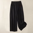 thumbnail image 2 of Timegard Cotton Linen Pants for Women Wide Leg Elastic Waisted Casual Loose 7/8 Trousers with Pockets, 2 of 5