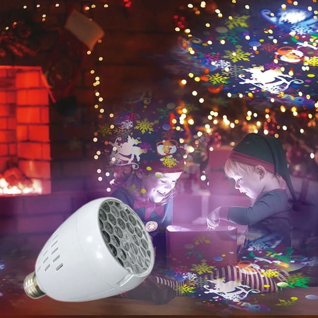 YOPTOP E27 Lampe Projecteur de Noël Intérieure Extérieure, Motif de Noël 16 Rotation à 360°, Projection, Lampe Projecteur DEL Haute Luminosité pour Décoration de Fête de Noël, Jardin, Patio, Rouge, Aucun