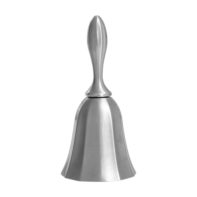 Clochette à Main Multifonctionnelle, Instrument de Musique pour Maison, École, Église, Restaurants. une Clochette à Main en Alliage de zinc Argent avec une surface Lisse et Lustrée et une Poignée Élégante. la Clochette Est Résistante à la Corrosion, Antirouille et Présente une Finition Électroplaquée pour une Couleur Vive et Résistante à la Décoloration. Convient comme Clochette d'Alarme, Clochette de service Ou de Jeu dans Divers Contextes comme les Maisons, les Écoles, les Restaurants et les Églises. Dimensions : 10 x 4,5 x 4,5 cm