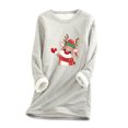 thumbnail image 1 of Hauts à Col Haut pour Femmes Automne et Hiver Mode Décontractée Tempérament Peluche Chaude sous-Couche Imprimé de Noël Pull Manches Longues Col Rond Long Pulls de Noël pour Femmes, 1 of 5