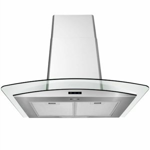 Pacific Economy Wall-Mount Hotte de gamme avec cheminée en verre, Euro Design, 750 Cfm, 3-Speed, Fonction Délay-off, Touch Control (30'')