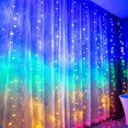 thumbnail image 1 of Guirlande Rideau de Conte de Fées 100 LED pour Chambre, Ficelle, Prise USB, 8 modes, Lumière Vacillante Murale avec Télécommande pour Arrière-Plan de Mariage/fête Intérieur/extérieur, Décorations de Noël, 1 of 9