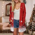 thumbnail image 2 of WUANDIXFA Cardigans pour Femmes, Imprimé de Noël, Cardigan à Poches, Manches Longues, Longueur Midi, Cardigan Décontracté, Rouge Melon D\'eau, m, 2 of 6