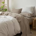 thumbnail image 1 of Bedding Sheet Set Washed Cotton Linen Like Textu Breathable Durable Soft Comfy (Dark Orange Queen), 1 of 6