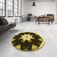 thumbnail image 4 of Ahgly Company Tapis Rond Lavable en Machine Intérieur Transitionnel Noir Brun, 5 Pieds Rond, 4 of 7