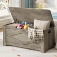thumbnail image 2 of 39.4" Storage Chest, Wooden Storage Bench with Safety Hinges, Easy Assembly, Large Toy Chest for Entryway, Living Room, Bedroom, 2 of 6