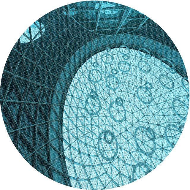 Ahgly Company Tapis de Zone Rond d'Intérieur Lavable à la Machine, Transitionnel, Bleu à Losanges Bleus, 6 Pieds Rond