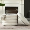 thumbnail image 2 of Fuji 22" Upholstered Boucle Round Storage Ottoman Ivory White, 2 of 9