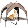 thumbnail image 1 of PawHut Lit Surélevé pour Chien, Lit de Camp Rafraîchissant avec Auvent, pour m L Café, 1 of 10