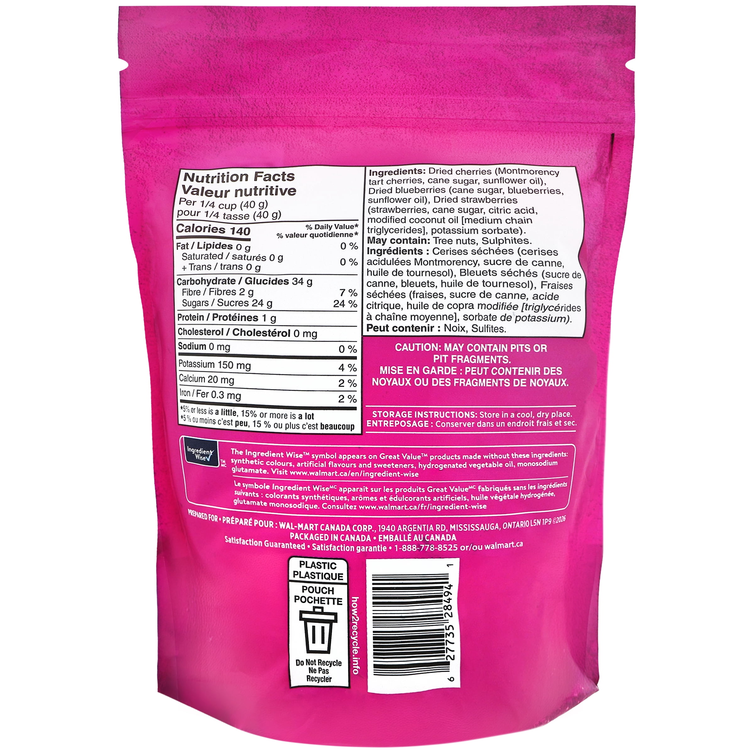 Great Value Berries Plus Cherries Dried Fruit