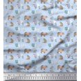 thumbnail image 1 of Soimoi Blue Poly Georgette Fabric Bear Animal Decor Fabric Printed Yard 52 Inch Wide, 1 of 3