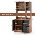 thumbnail image 4 of Giantex Microwave Stand Cabinet, Freestanding Kitchen Storage Pantry, Black+Walnut, 4 of 10