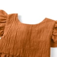 thumbnail image 3 of ShomPort Summer Skirt for Girls Linen Sleeveless A-Line Crewneck Ruffle Cozy Breathable Solid Color Holiday Dress, 3 of 7