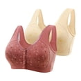 thumbnail image 1 of AherBiu 2pc Plus Size Bras for Seniors Women Front Closure Full Coverage Bralette Comfort High Support Everyday Bras, 1 of 6