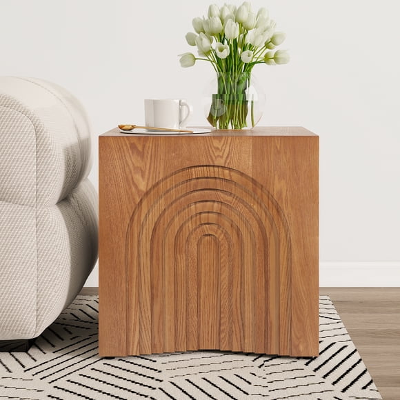 Farmhouse End Table Sofa Wood Side Table Small Accent Coffee Table For Small Spaces, Living Room, Bedroom No Assembly
