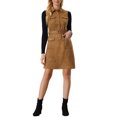 thumbnail image 2 of INSPIRE CHIC Robe en Faux Suède pour Femme, Col Rabattu, Taille à Nouer, Sans Manches, Mini-Robe Boutonnée, Brun, m, 2 of 5